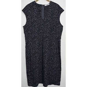 N Natori Sleeveless Pencil Dress Cheetah Print Women Plus Size 16 Black/Gray